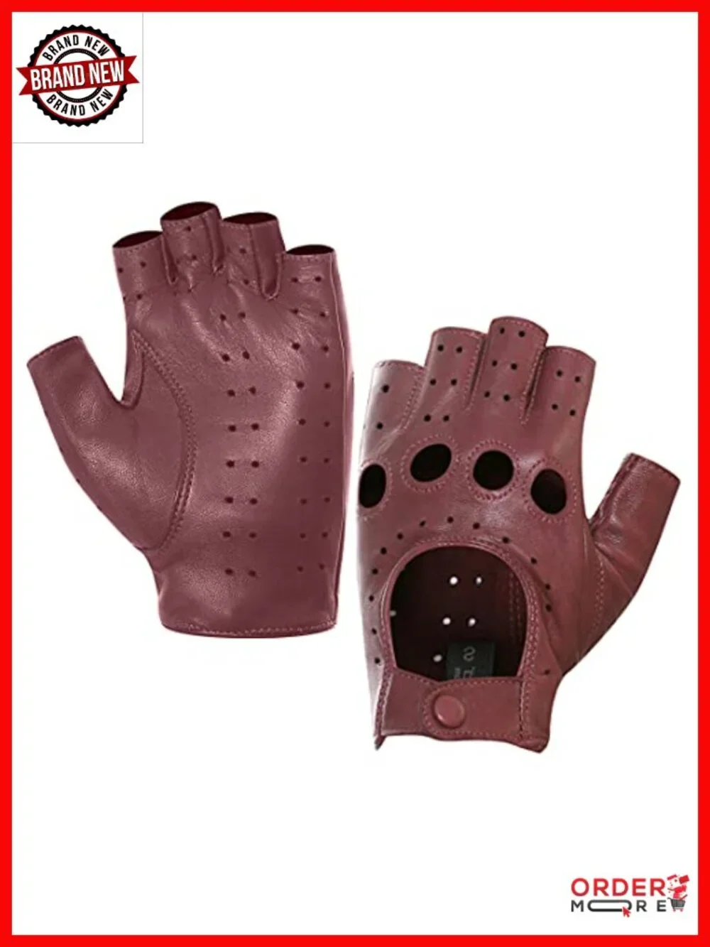 Women's Fingerless Lambskin Driving Gloves Pre-Rotated Grip